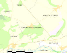 Mapa obce La Ville-aux-Bois-lès-Pontavert