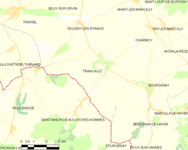 Mapa obce Trancault