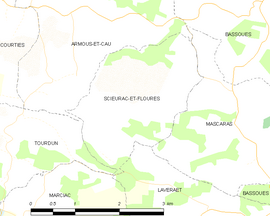 Mapa obce Scieurac-et-Flourès