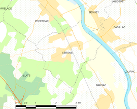 Mapa obce Cérons