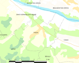 Mapa obce Thizay