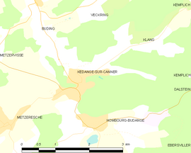 Mapa obce Kédange-sur-Canner