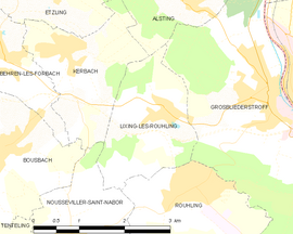 Mapa obce Lixing-lès-Rouhling