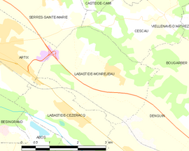 Mapa obce Labastide-Monréjeau