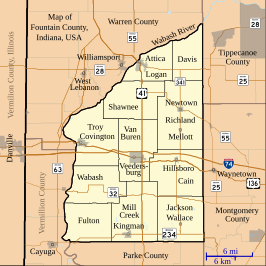 Kaart van Fountain County