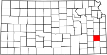 Harta e Allen County në Kansas