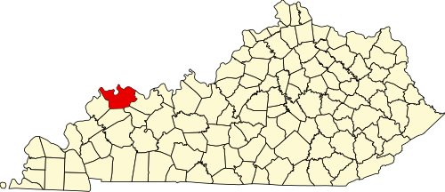 Location of Diamond Island is in Henderson County, Kentucky Map of Kentucky highlighting Henderson County.svg