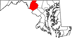 map of Maryland highlighting Frederick County