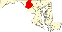 Locatie van Frederick County in Maryland