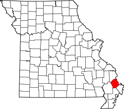 Map of Missouri highlighting Scott County.svg