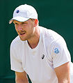 Matthias Bachinger competing in the second round of the 2015 Wimbledon Qualifying Tournament at the Bank of England Sports Grounds in Roehampton, England. The winners of three rounds of competition qualify for the main draw of Wimbledon the following week.