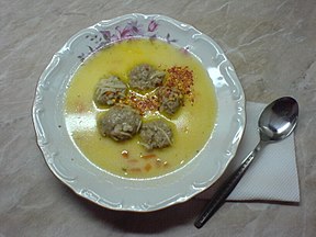 Bulgarian meatball soup