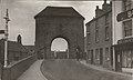 Monmouth Monnow Bridge 1930 from Town Side showing three cottages no longer there