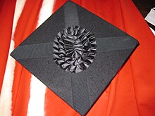 Top view of an academical mourning cap as used at Cambridge Mourning cap.jpg