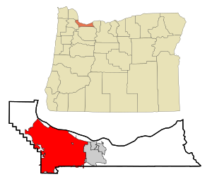 Multnomah County Oregon Incorporated and Unincorporated areas Portland Highlighted.svg