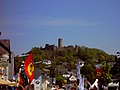 The castle ruin during a Formula One race at the Nürburgring