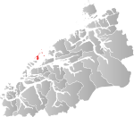 Mapa do condado de Møre og Romsdal com Sandøy em destaque.