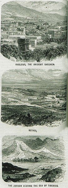 File:Nablous, the ancient Shekhem The Jordan leaving the sea of Tiberias Bethel - Ainsworth William Francis - 1870.jpg