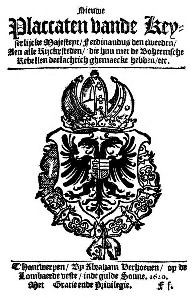 File:Nieuwe Tijdinghen 1620 Nieuwe Placcaten vande Keyserlijcke Majesteyt, Ferdinandus den tweeden.djvu
