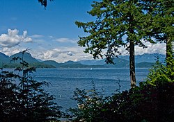 The view north from Keats Island, including Gambier island.