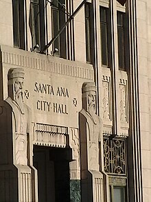 The Old Santa Ana City Hall, an Art Deco structure Old Santa Ana City Hall.JPG