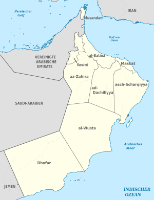 Oman, administrative divisions - de - monochrome.svg