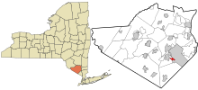 Orange County New York áreas incorporadas e não incorporadas Harriman realçado.