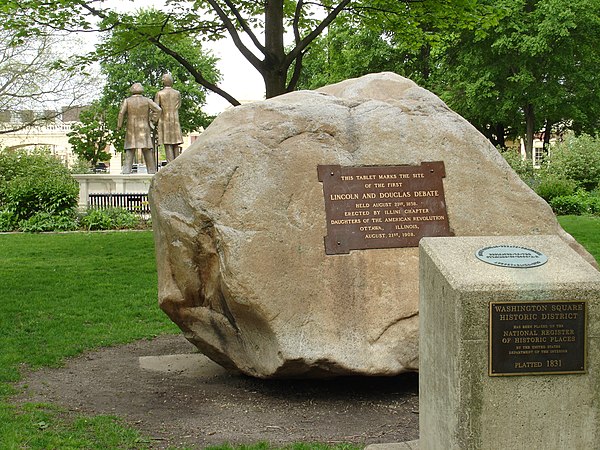 The site of the first Lincoln–Douglas debate in Washington Park