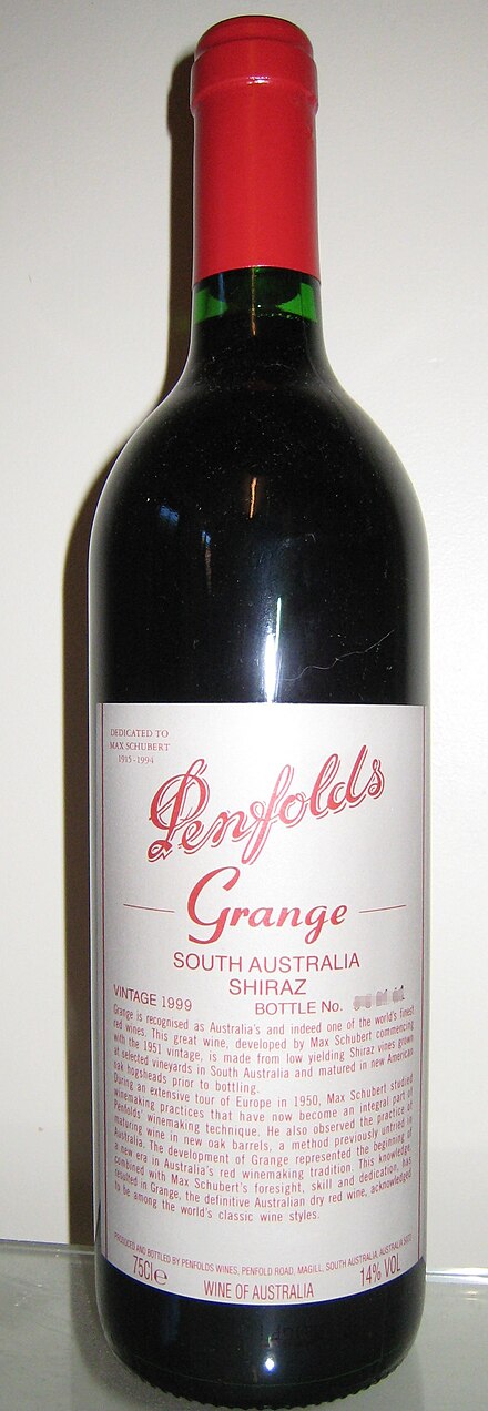 Penfolds Grange from the Barossa is Australia's most revered and awarded wine, the benchmark to which all other red wines are compared.