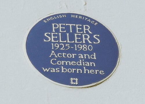 Blue plaque memorial at Sellers' birthplace in Castle Road, Portsmouth