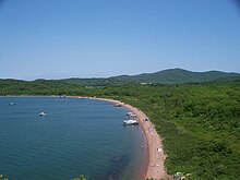 A view of the beach at Philippovsky Bay, Russky Island (2008).