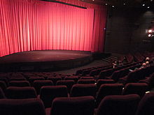 The interior, ready for showing a Cinerama film on the curved screen Pictureville 0499.JPG