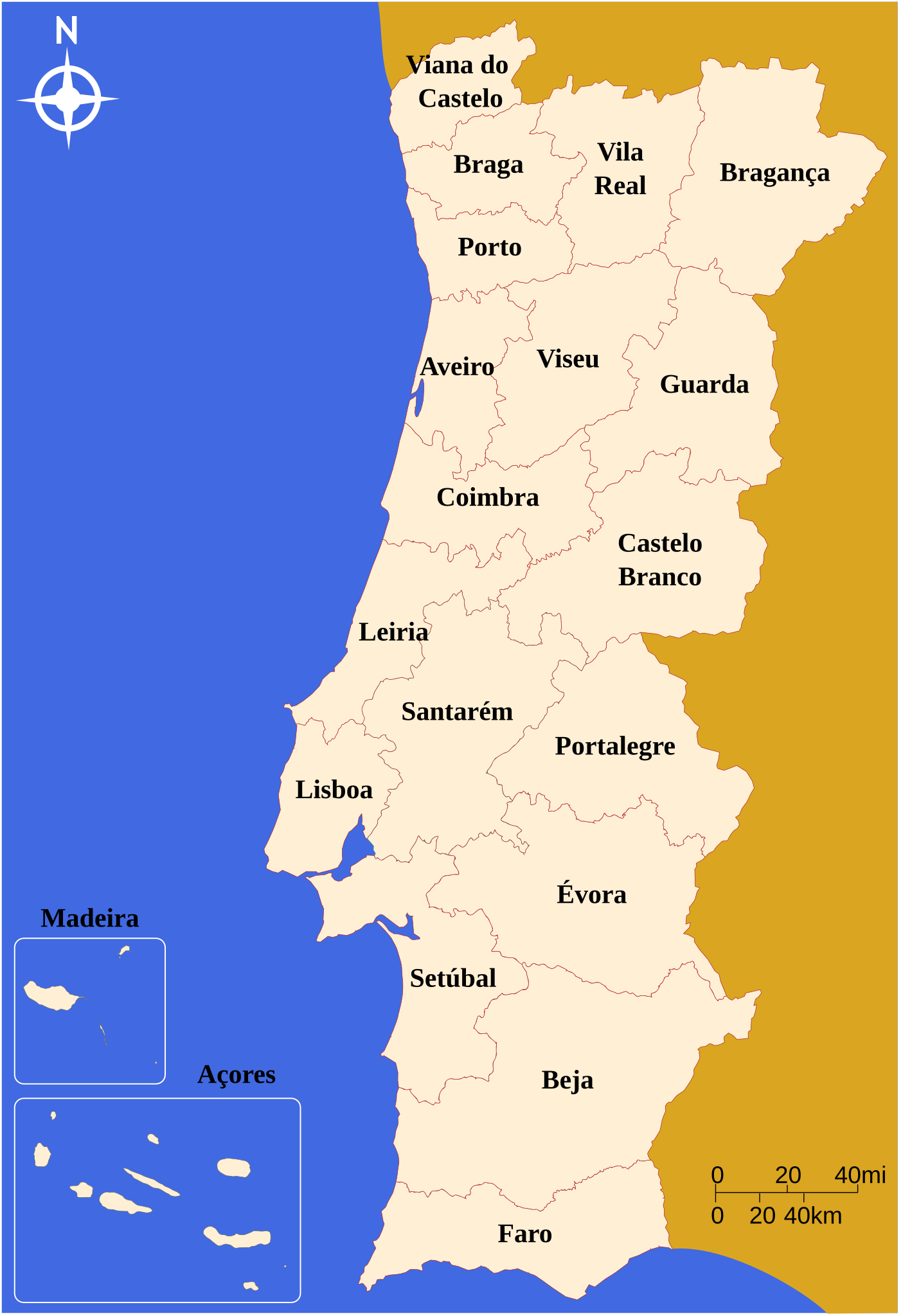 Distritos de Portugal Fazer Legenda Mapa