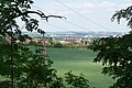 English: Postřižín, a village in Mělník district, Czech Republic, view from the Jewish cemetery. Čeština: Postřižín, okres Mělník, pohled ze židovského hřbitova