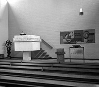 Preekstoel en doopvont (ca. 1957), Maranathakerk, Ermelo