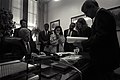 President Bill Clinton works on his speech in the holding room at Little Rock Central High for the 40th Anniversary (02).jpg