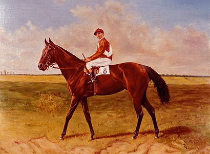 Prince Rose, étalon chef de race, peint par Albert Demuyser (1984).