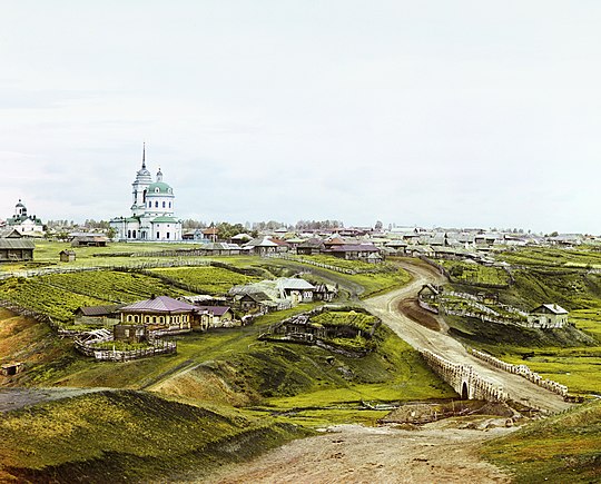 Het dorpje Koltsedan (oostelijk van Kamensk-Oeralski) in 1912