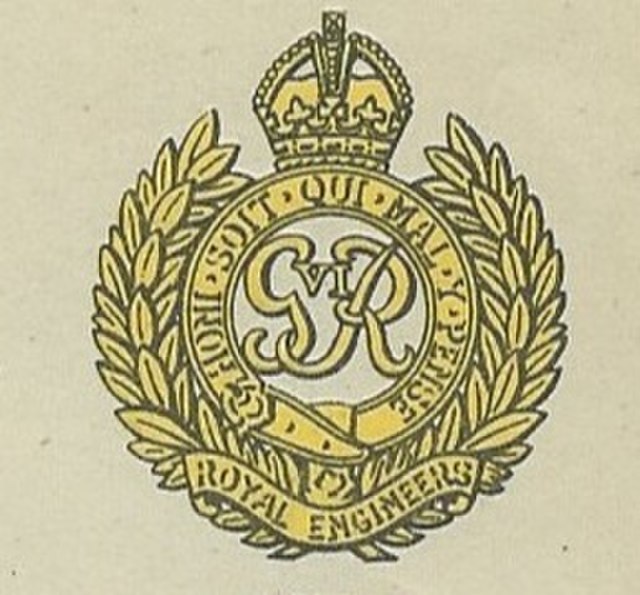Cap badge of the Royal Engineers (cipher of King George VI).