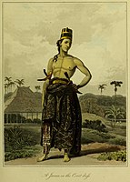 A Javanese man in court dress, The History of Java, by Thomas Stamford Raffles (1817)