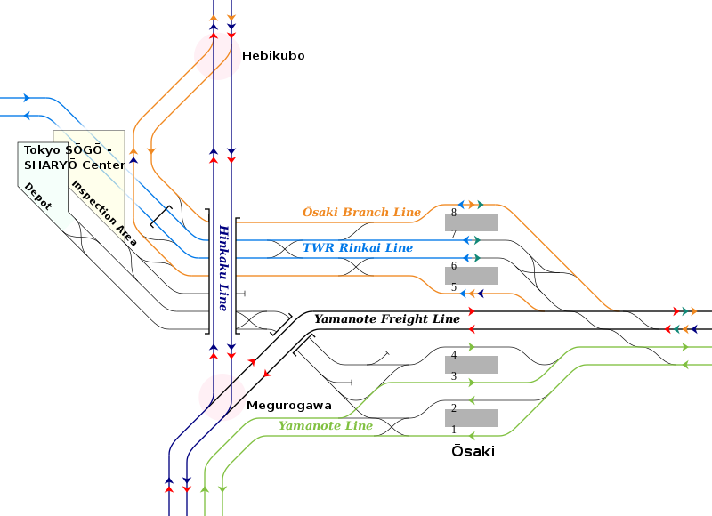 大崎站附近的配线图