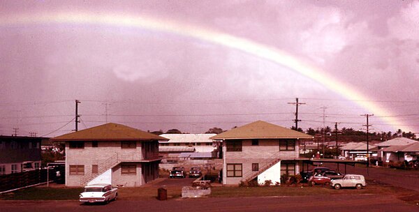 Rainbow over Waipahu. Farrington Hwy, 1958