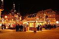 Town hall and Christmas market at night