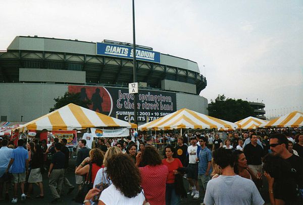 The title track was originally written as a tribute to Giants Stadium (pictured in 2003), when Springsteen and the E Street Band played the venue's fi