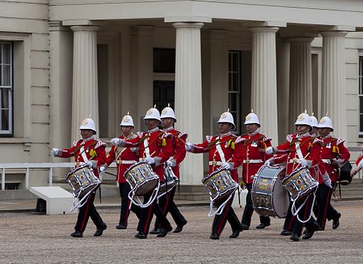 Royal Gibraltar Regiment nine drummers drumming