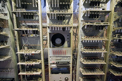 A section of the reconstructed Manchester Baby, the first electronic stored-program computer