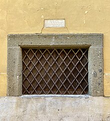 The large window of the former cemetery, in Corso Trieste, located below the basilica. San Barnaba Marino 2020 5.jpg