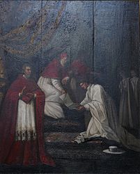 3-Norbert reçoit des mains du pape Honorius II la bulle de confirmation de son Ordre (1125 ou 26)