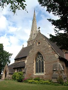 St Mary's from the southeast, showing the south transept SellyOak StMary 43057.jpg