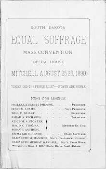 South Dakota Equal Suffrage Mass Convention August 1890 South Dakota Equal Suffrage Mass Convention August 1890.jpg